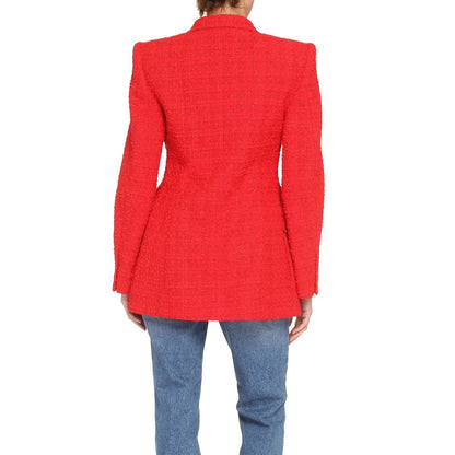 Balenciaga Red Hourglass Tweed Blazer Jacket