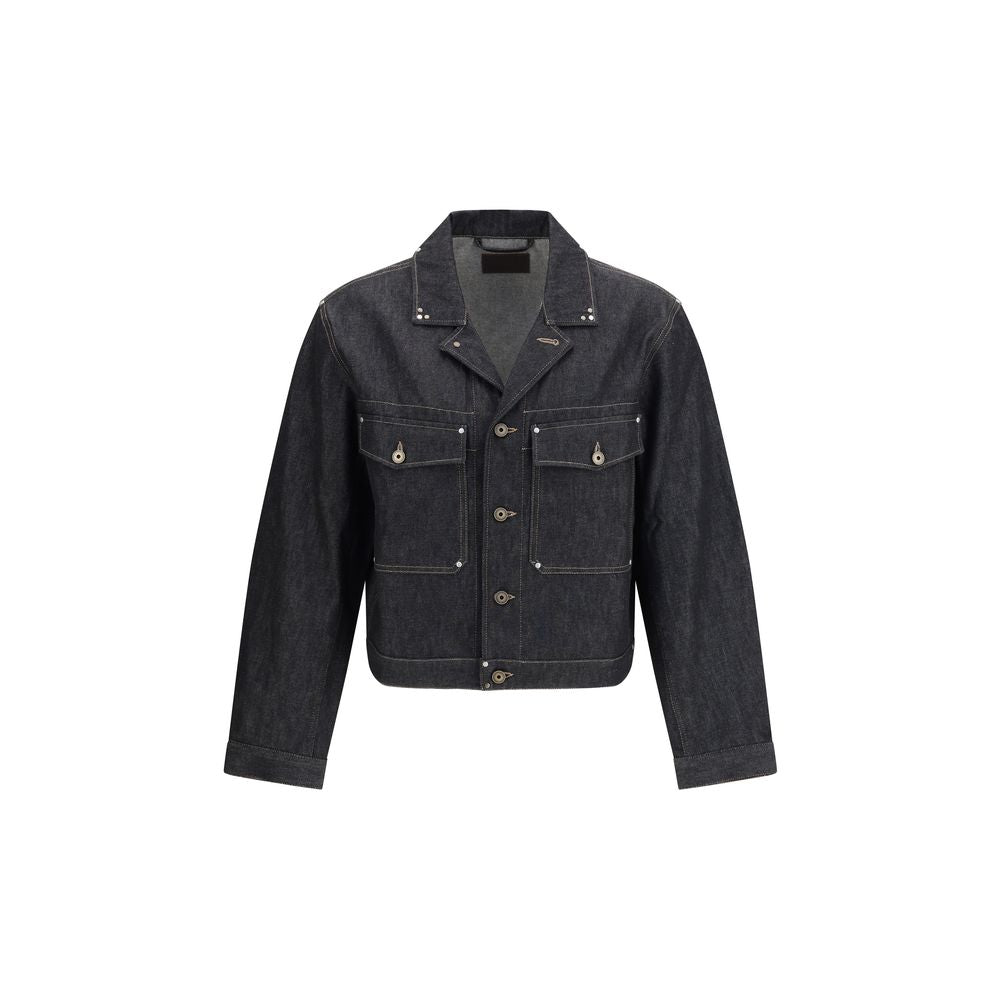 Lemaire Black Cotton Denim Jacket with Studs