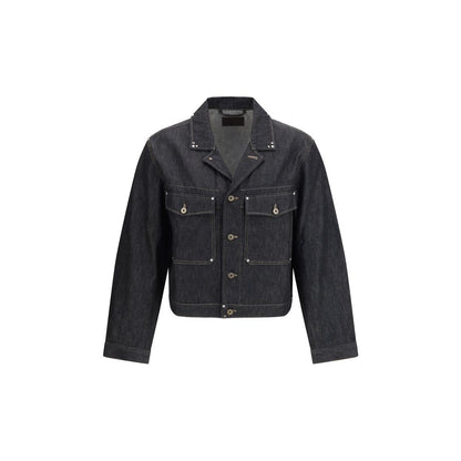 Lemaire Black Cotton Denim Jacket with Studs