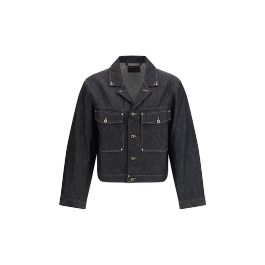 Lemaire Black Cotton Denim Jacket with Studs