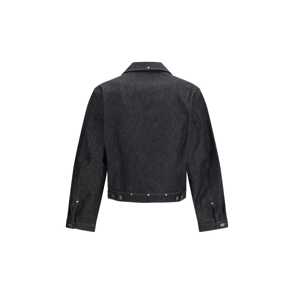 Lemaire Black Cotton Denim Jacket with Studs