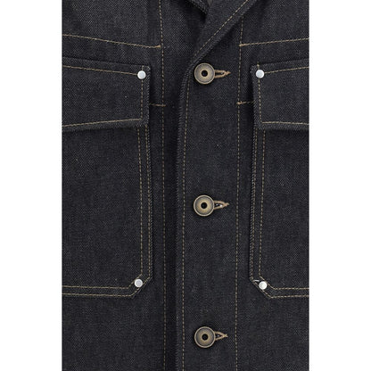 Lemaire Black Cotton Denim Jacket with Studs