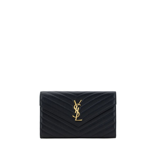 Saint Laurent Black Lamb Leather Monogram Shoulder Bag