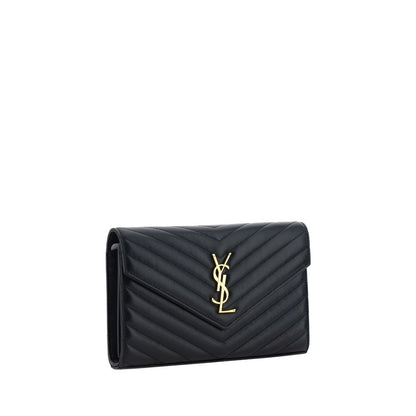 Saint Laurent Black Lamb Leather Monogram Shoulder Bag