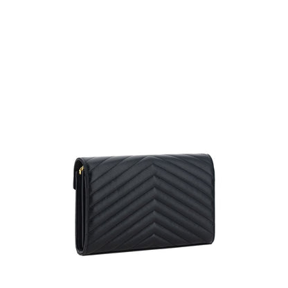 Saint Laurent Black Lamb Leather Monogram Shoulder Bag