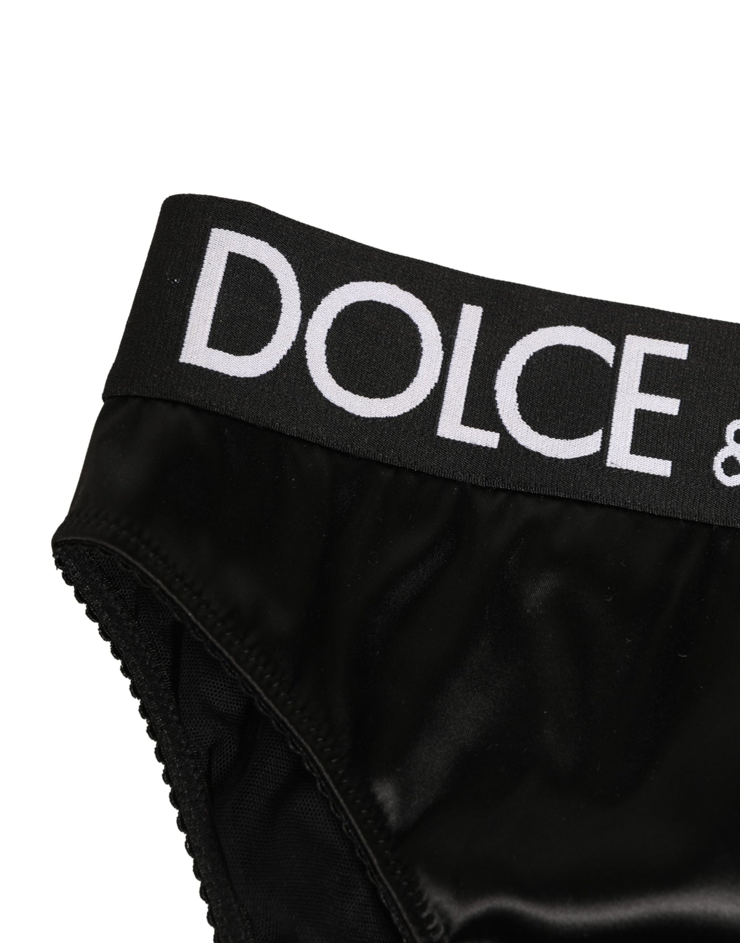Dolce & Gabbana Black Satin High-Waist Brief