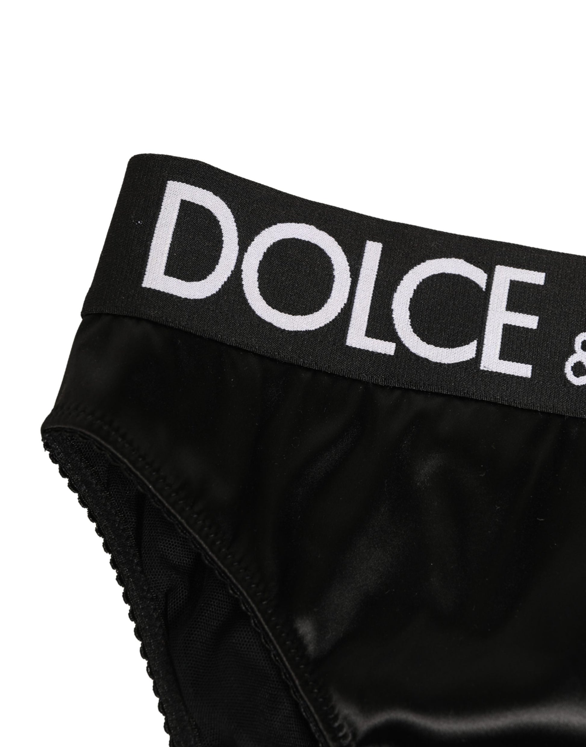 Dolce & Gabbana Black Satin High-Waist Brief