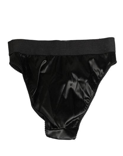 Dolce & Gabbana Black Satin High-Waist Brief