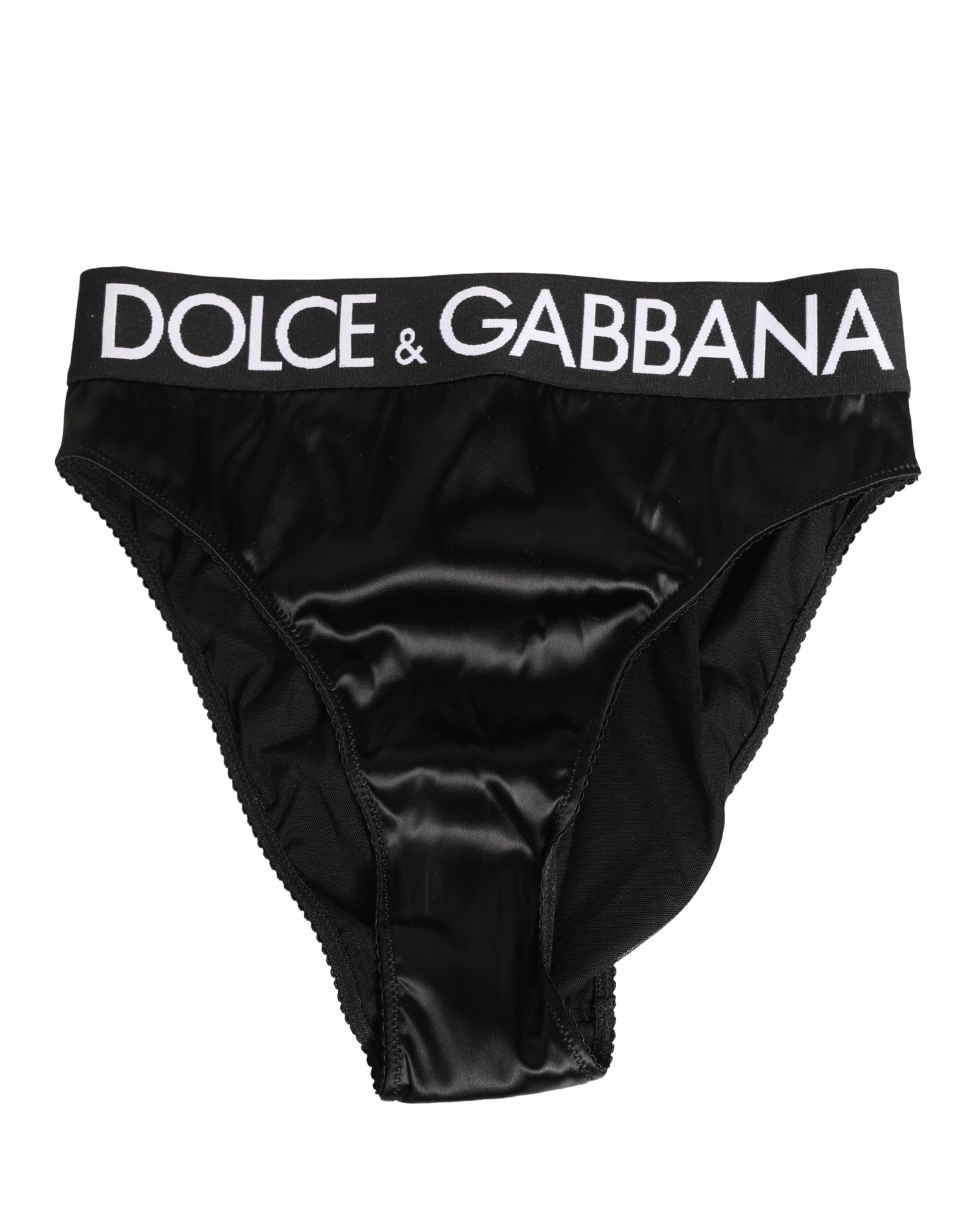 Dolce & Gabbana Black Satin High-Waist Brief