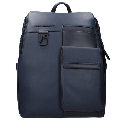 Piquadro Blue Leather Backpack – Stylish and Functional