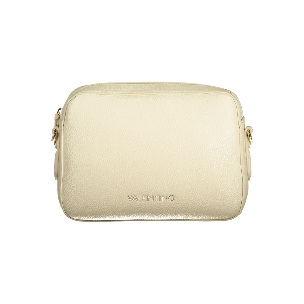 Mario Valentino Beige Leather-Finish Handbag with Logo Detail