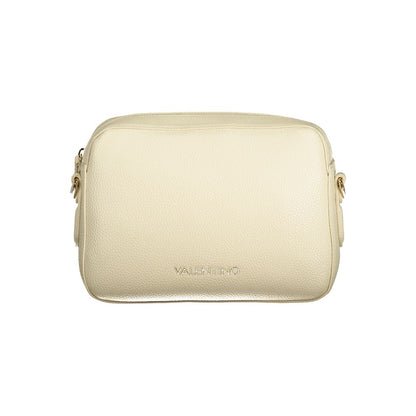 Mario Valentino Beige Leather-Finish Handbag with Logo Detail