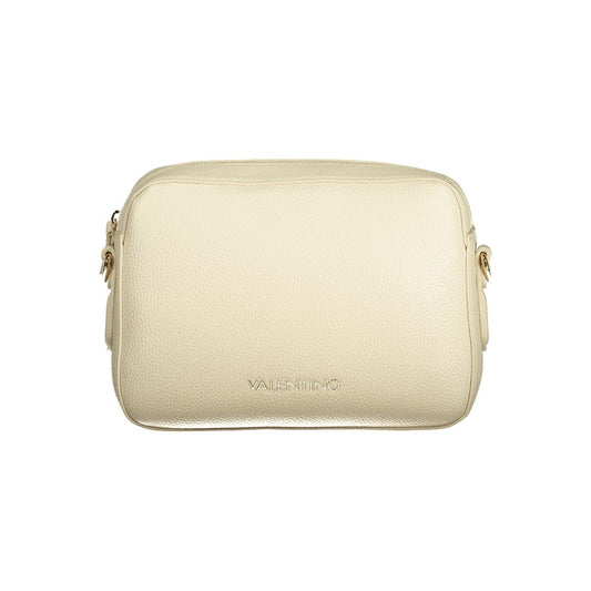 Mario Valentino Beige Leather-Finish Handbag with Logo Detail