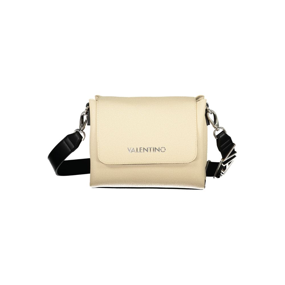 Mario Valentino Beige Leather-Finish Handbag with Removable Strap
