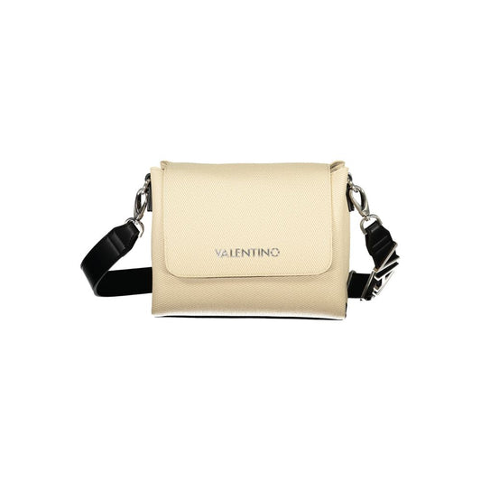 Mario Valentino Beige Leather-Finish Handbag with Removable Strap