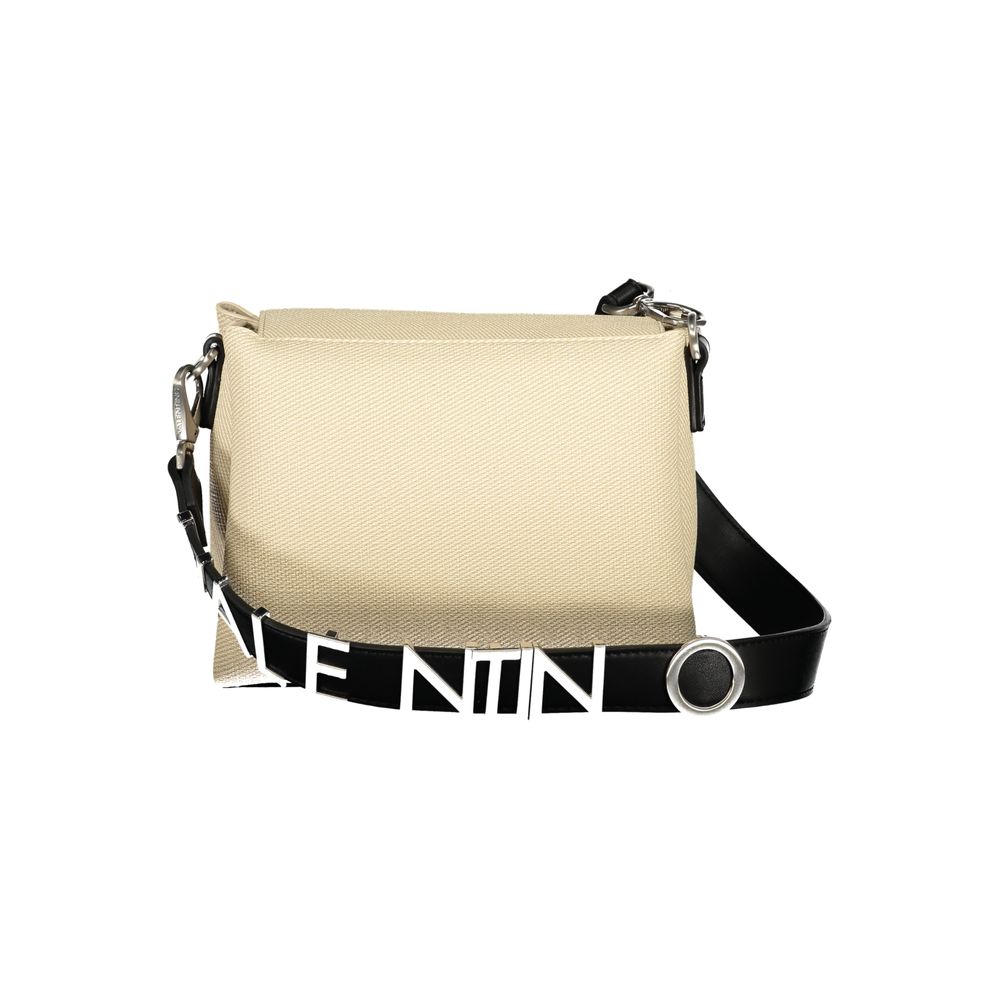 Mario Valentino Beige Leather-Finish Handbag with Removable Strap