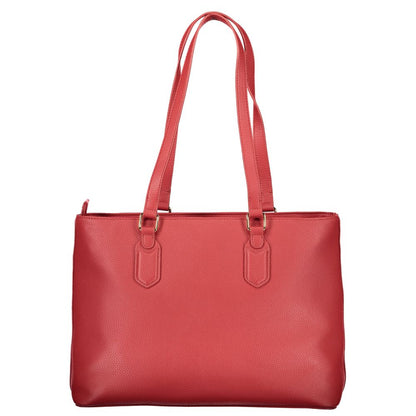 Mario Valentino Red Leather Handbag with Versatile Design