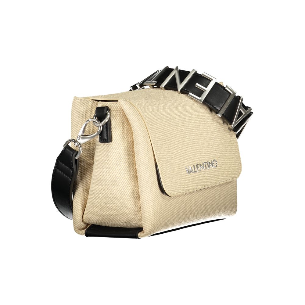 Mario Valentino Beige Leather-Finish Handbag with Removable Strap