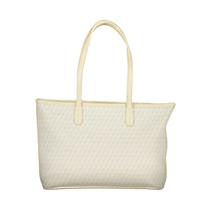 Mario Valentino Beige Leather-Finish Handbag with Adjustable Strap