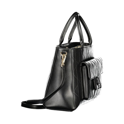 Mario Valentino Black Leather Handbag with Elegant Detailing