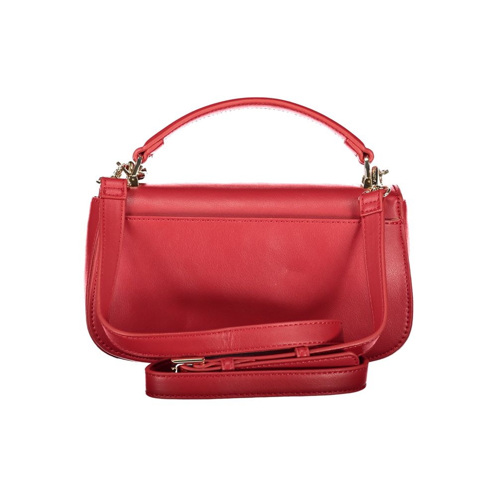 Mario Valentino Red Handbag with Signature Logo and Contrasting Details