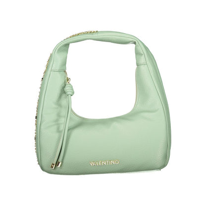 Mario Valentino Green Leather-Finish Handbag with Contrasting Details