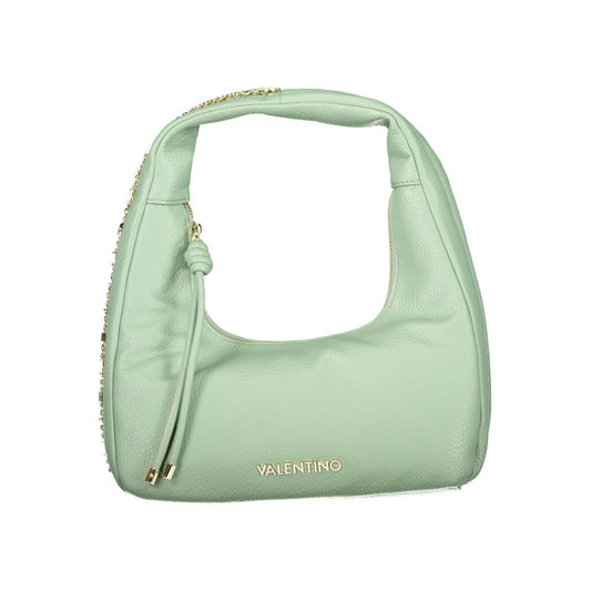 Mario Valentino Green Leather-Finish Handbag with Contrasting Details