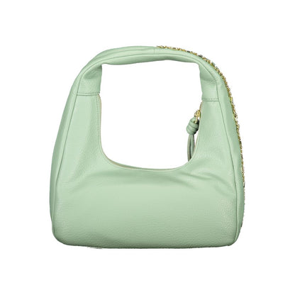 Mario Valentino Green Leather-Finish Handbag with Contrasting Details