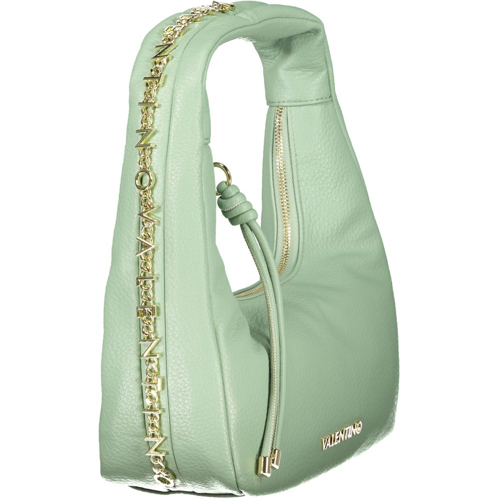 Mario Valentino Green Leather-Finish Handbag with Contrasting Details