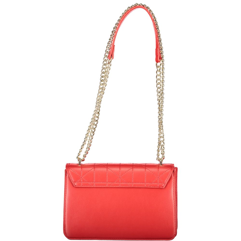 Mario Valentino Red Leather Handbag with Chain Handles