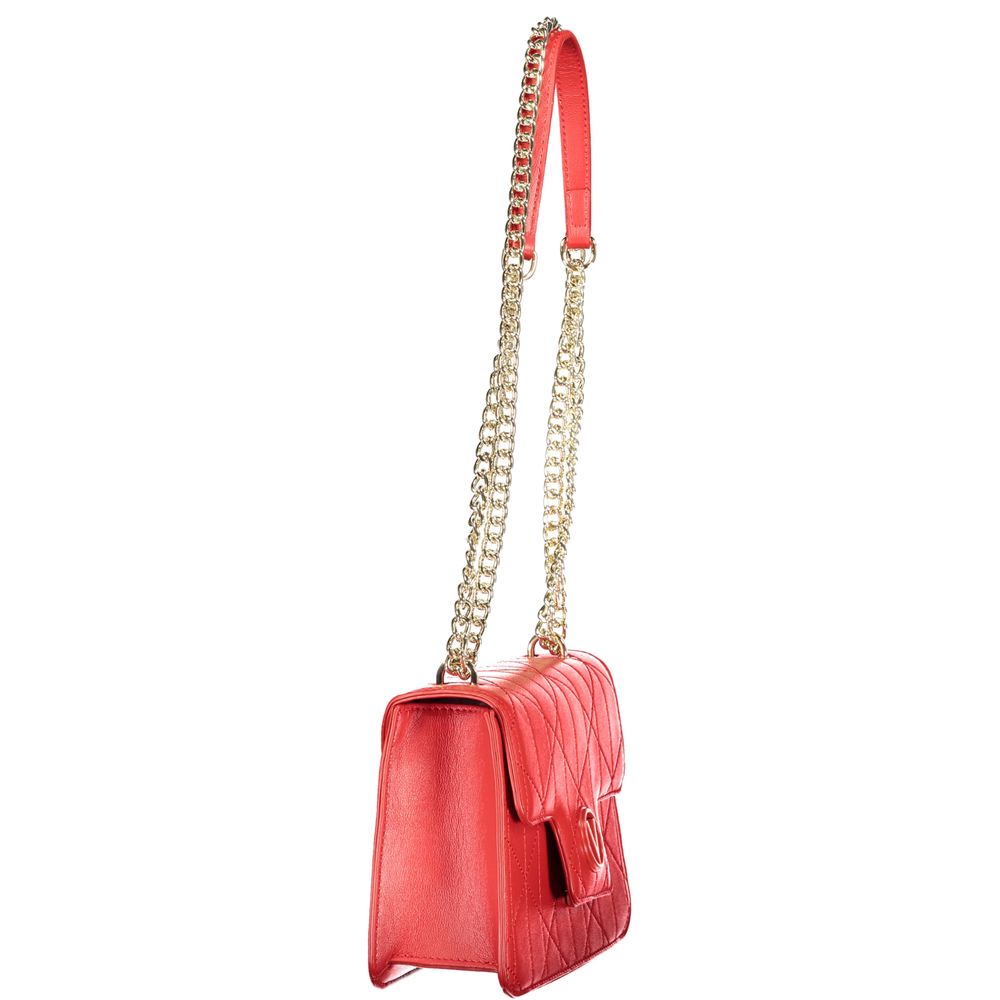 Mario Valentino Red Leather Handbag with Chain Handles