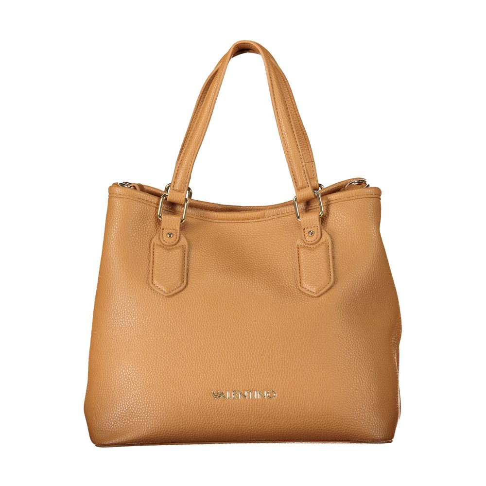 Mario Valentino Brown Leather-Finish Handbag with Logo Detail