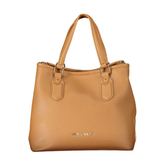 Mario Valentino Brown Leather-Finish Handbag with Logo Detail