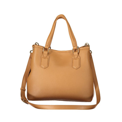 Mario Valentino Brown Leather-Finish Handbag with Logo Detail