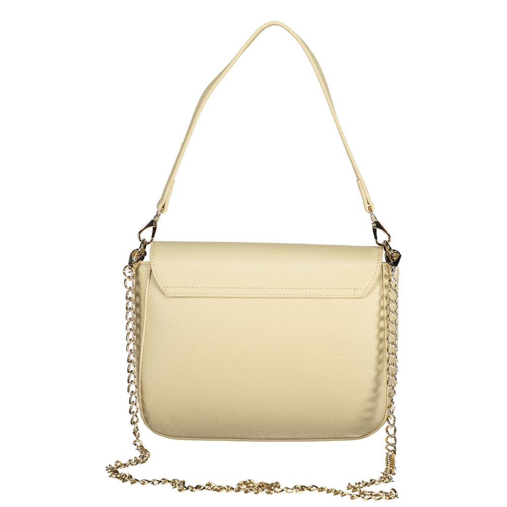 Mario Valentino Beige Smooth Leather Handbag with Chain Strap