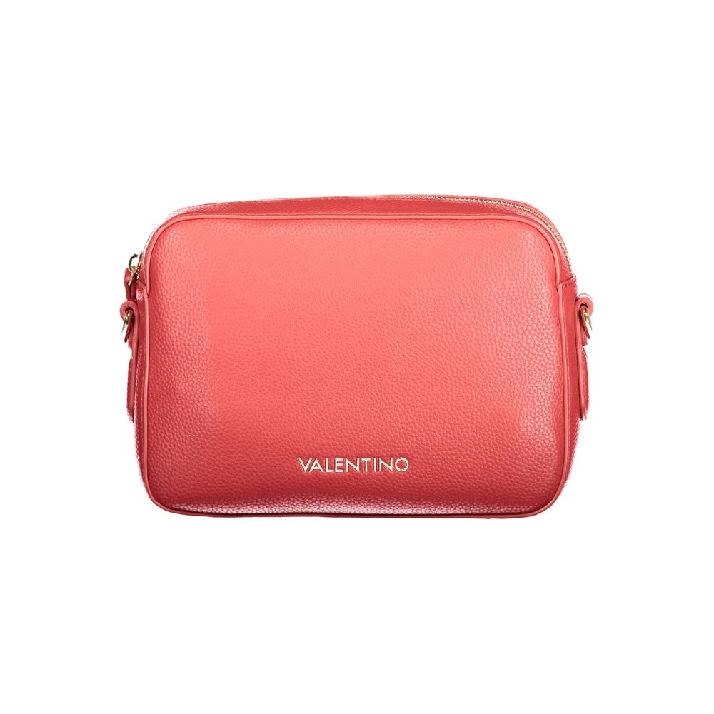 Mario Valentino Red Leather Handbag with Elegant Logo Detailing
