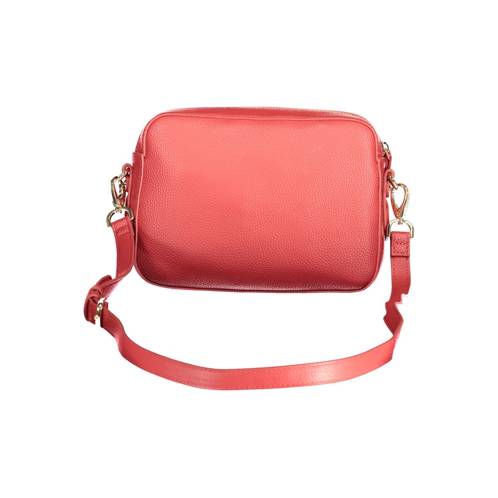 Mario Valentino Red Leather Handbag with Elegant Logo Detailing