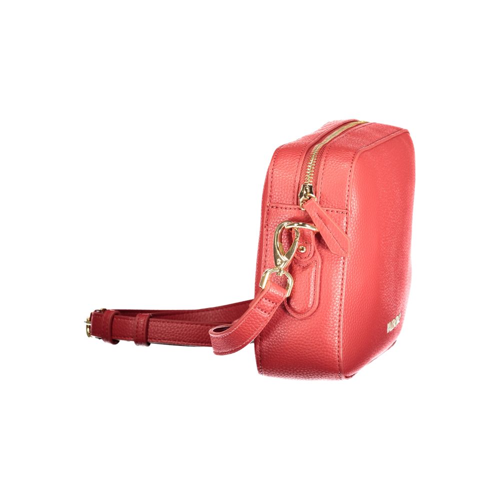 Mario Valentino Red Leather Handbag with Elegant Logo Detailing