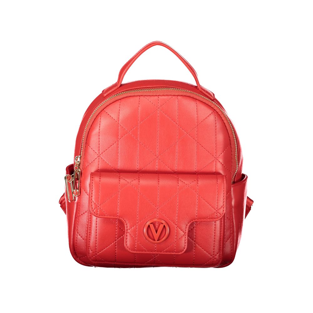 Mario Valentino Red Smooth Leather Backpack with Adjustable Straps
