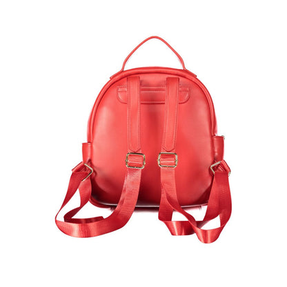 Mario Valentino Red Smooth Leather Backpack with Adjustable Straps