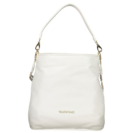 Mario Valentino White Leather-Finish Shoulder Bag with Removable Strap