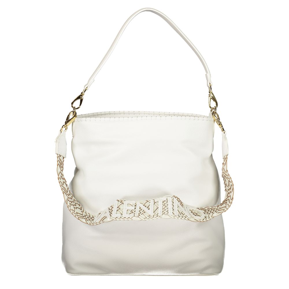 Mario Valentino White Leather-Finish Shoulder Bag with Removable Strap