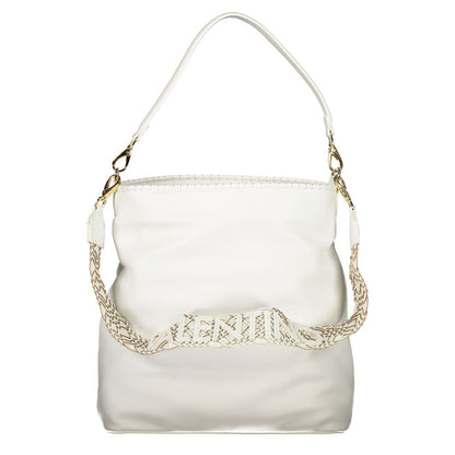 Mario Valentino White Leather-Finish Shoulder Bag with Removable Strap