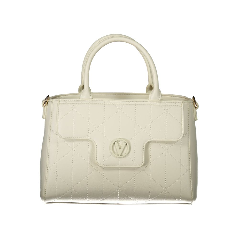 Mario Valentino White Leather-Finish Handbag with Adjustable Strap