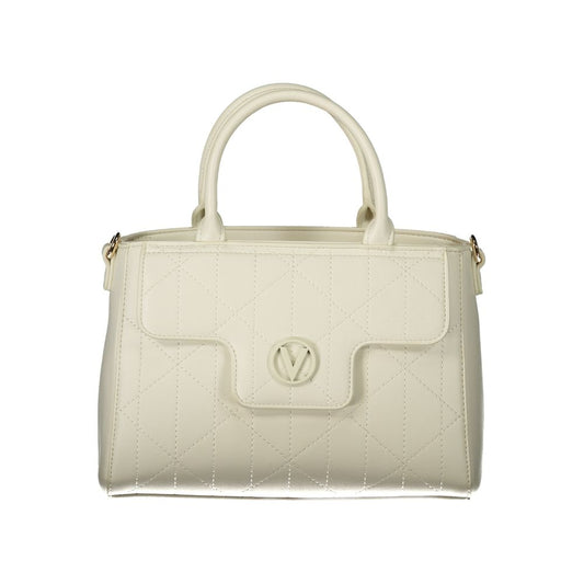 Mario Valentino White Leather-Finish Handbag with Adjustable Strap