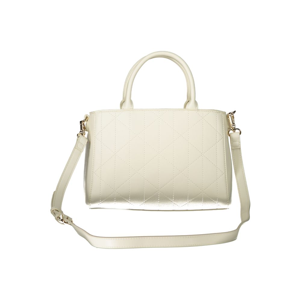 Mario Valentino White Leather-Finish Handbag with Adjustable Strap