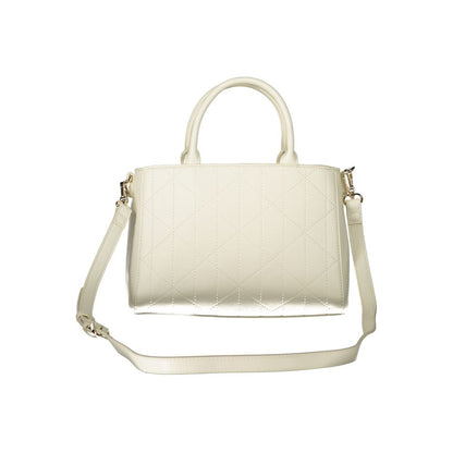 Mario Valentino White Leather-Finish Handbag with Adjustable Strap
