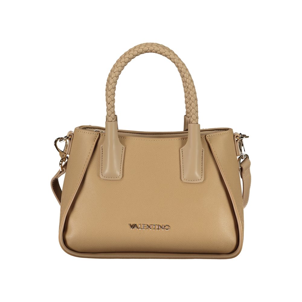 Mario Valentino Beige Leather-Finish Handbag with Adjustable Strap
