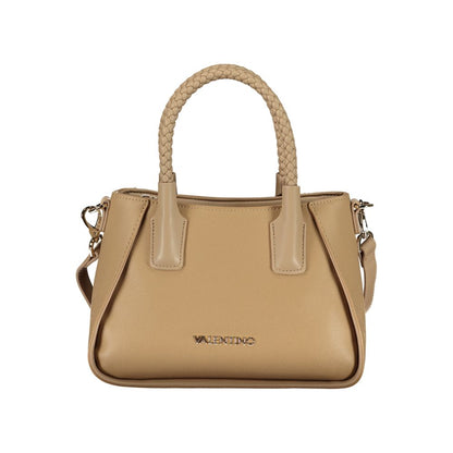 Mario Valentino Beige Leather-Finish Handbag with Adjustable Strap