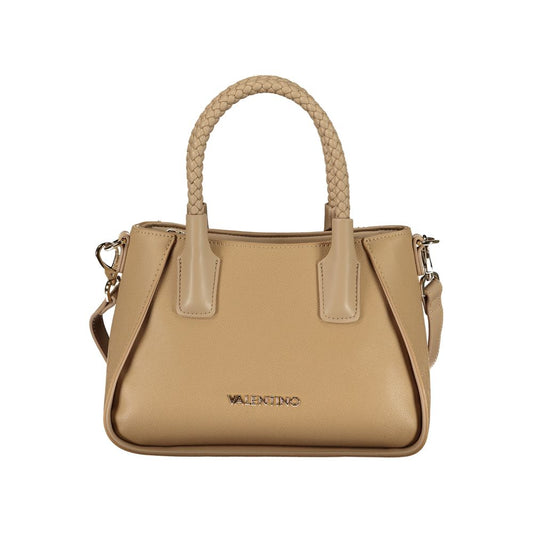 Mario Valentino Beige Leather-Finish Handbag with Adjustable Strap